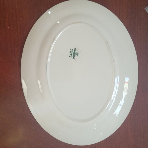 Vintage Homer Laughlin Oval Serving Platter Red Leaf Pattern 11" Ceramic Dinnerw - Picture 4 of 4